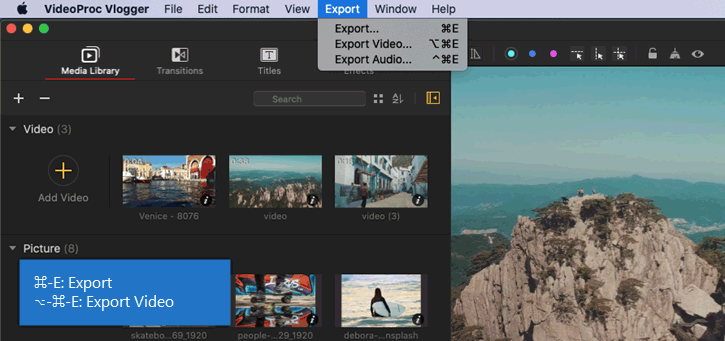 Export Media Shortcut