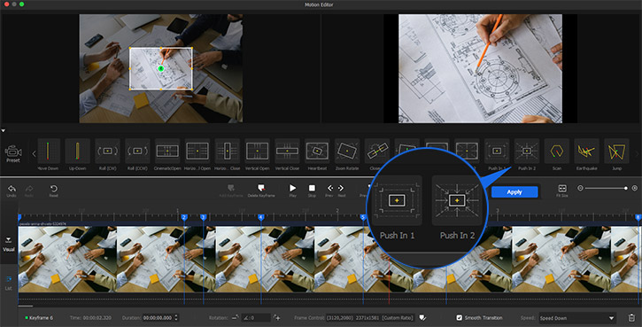 Motion preset Push In for dolly in