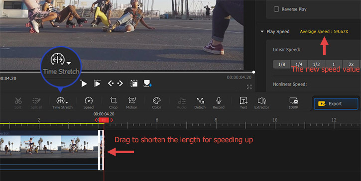 Speed Up Video via Time Stretch
