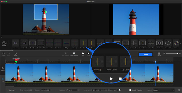 Motion preset Move Up/Down for pedestal