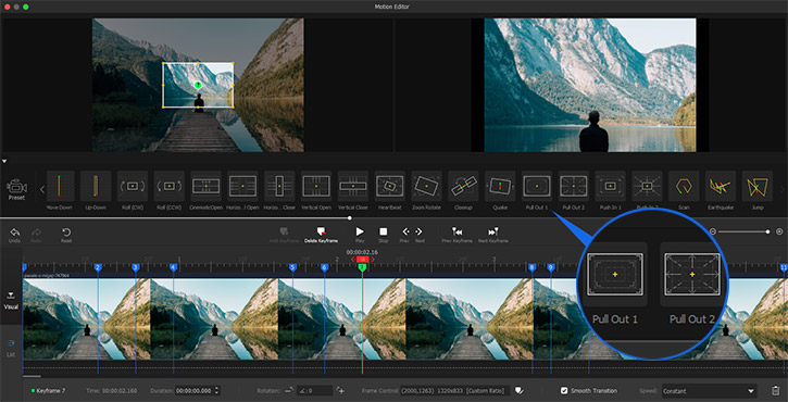 Motion preset Pull Out for dolly out