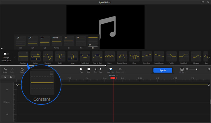 Adjust audio speed constantly