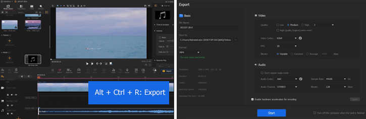 Export Media Shortcut