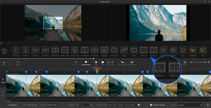 Motion preset Pull Out for dolly out