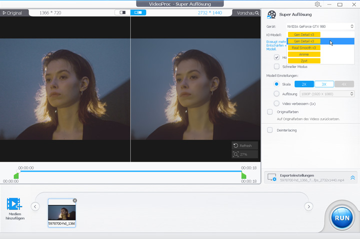 Video mit VideoProc Converter AI entrauschen