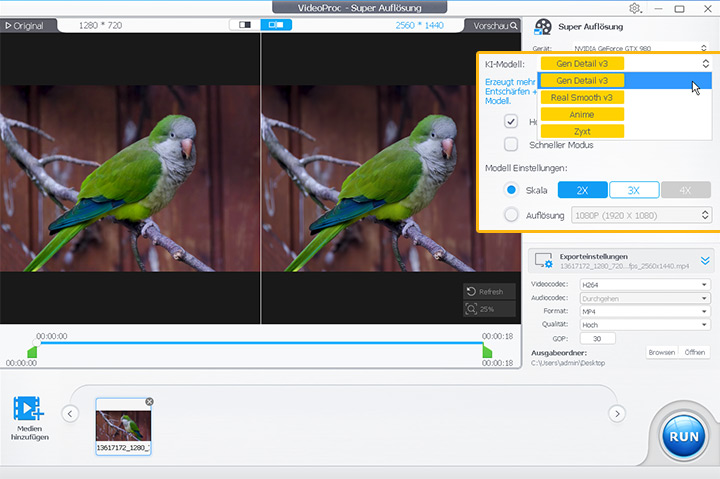 Videos schärfen mit VideoProc Converter AI
