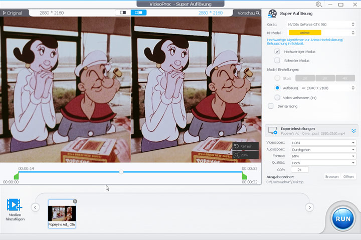 Enhancing eines Anime-Videos mit VideoProc Converter AI