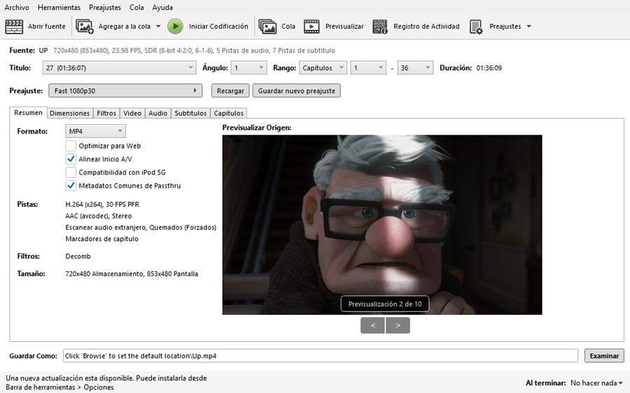 Programa de código abierto para ripear DVD - HandBrake