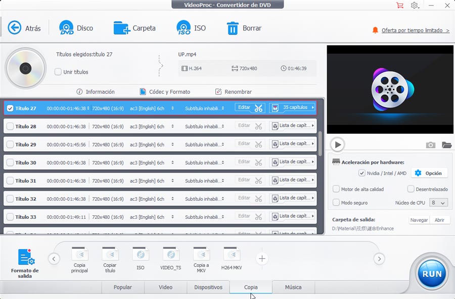 Editar un DVD con VideoProc