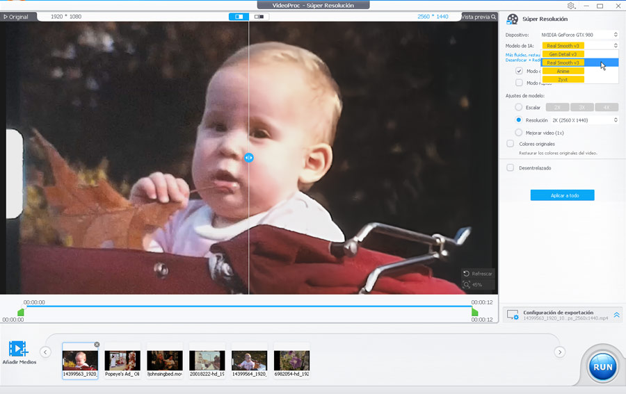 Resultado de restauración con VideoProc Converter AI