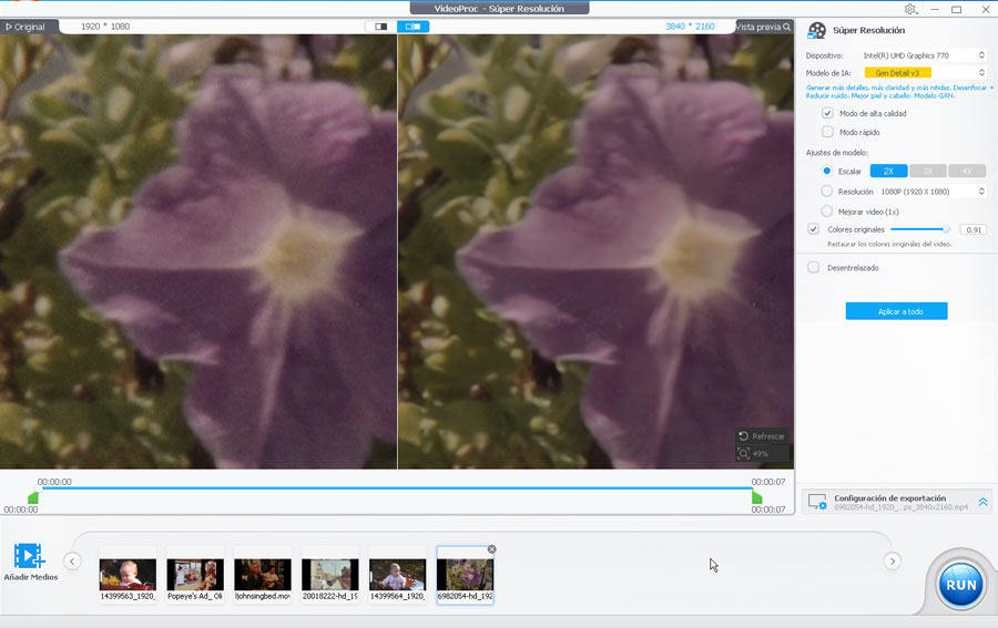 Restaurar video antiguo con VideoProc Converter AI - prueba 4