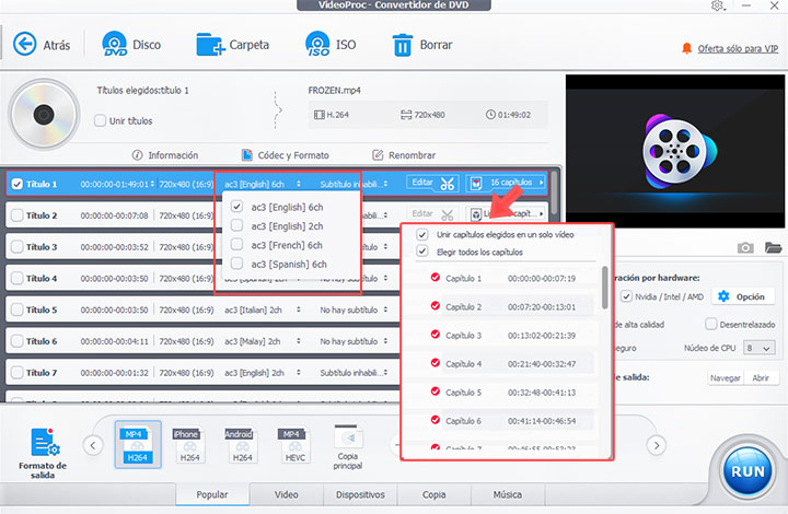 Personaliza ajustes y edita el video