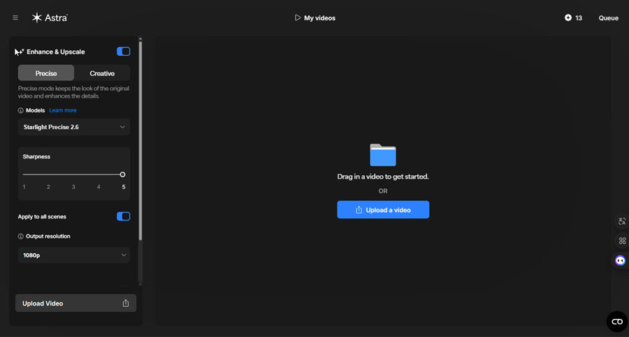 Abre Topaz Video Upscaler y sube el video