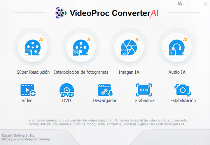 Abrir el centro de DVD en VideoProc Converter AI