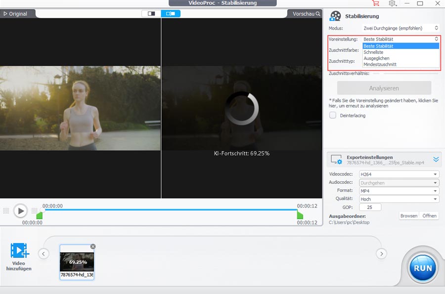 Stabiliser une vidéo avec VideoProc Converter AI 1