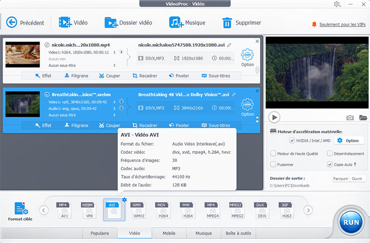 Convertissez la vidéo YouTube téléchargée au format AVI