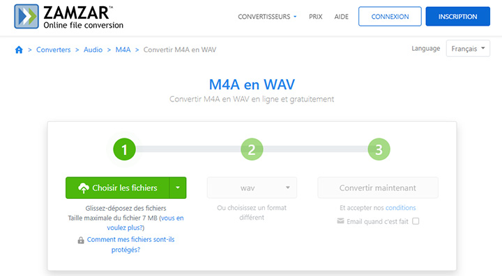 Convertir M4A en WAV en ligne