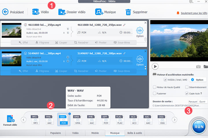 Convertir MP4 en WAV via VideoProc Converter AI