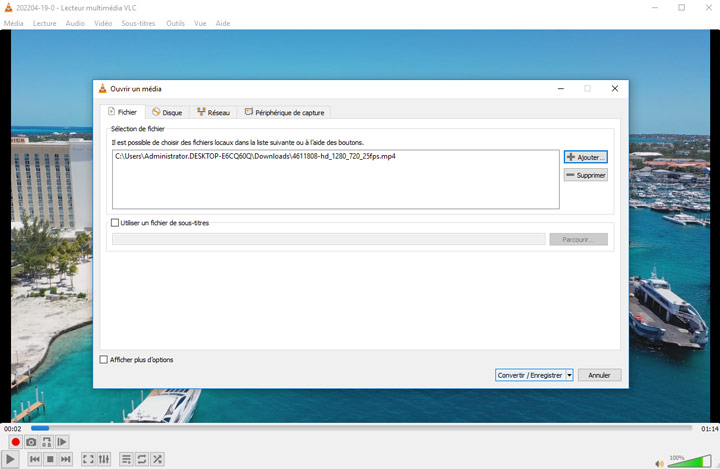 Convertir MP4 via VLC
