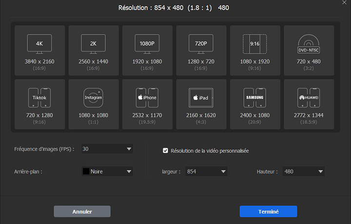 Ajouter des bandes noires pour éviter la distorsion avec VideoProc Vlogger