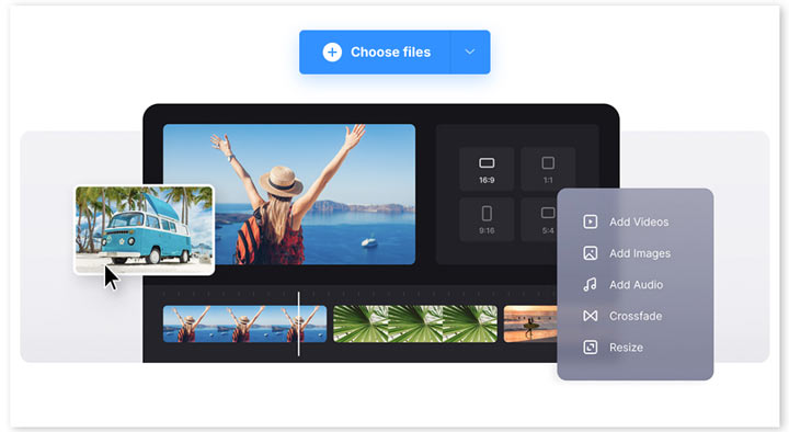 用Clideo合併影片