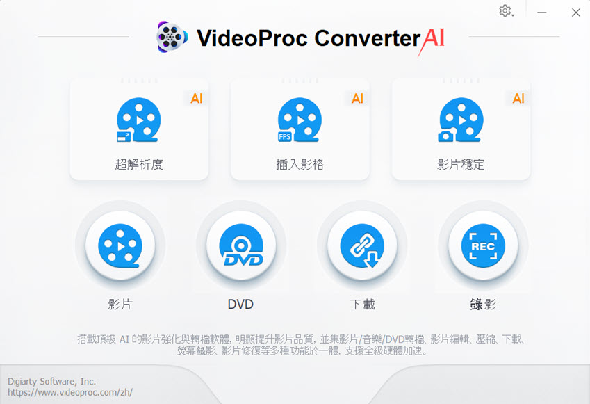 VideoProc Converter AI主介面