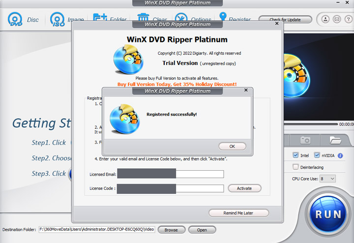 Activate WinX DVD Ripper