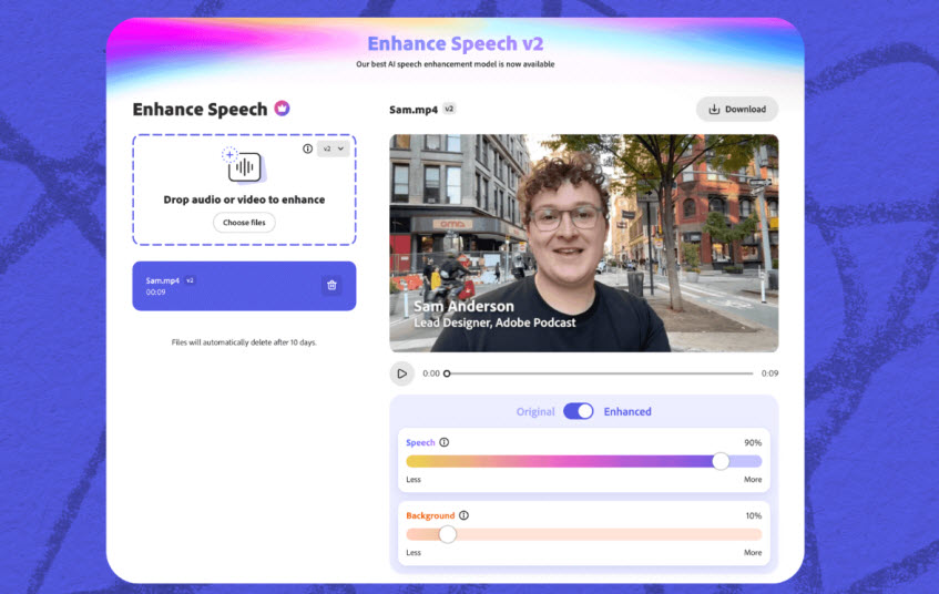Remove background noise from video in Adobe Podcast Enhance