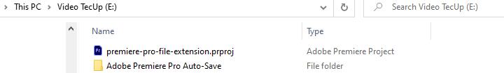 Premiere Pro project file in Windows Explorer