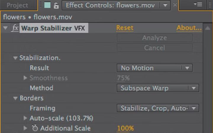 Warp Stabilizer VFX in After Effects