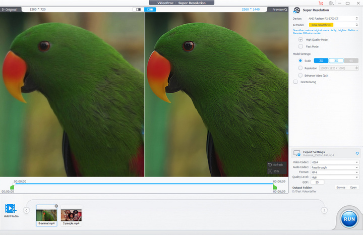 AI Enhance Video by Real Smooth Model of VideoProc Converter AI