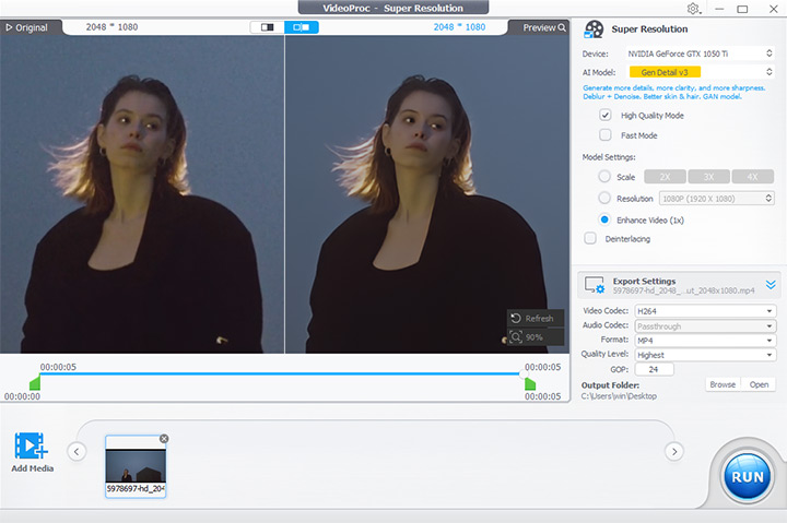 AI video denoiser - VideoProc Converter AI