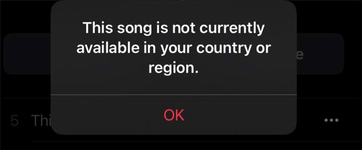 This Song is not Currently Available in Your Country or Region on Apple Music