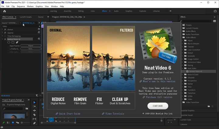 Apply Neat Video in Premiere Pro