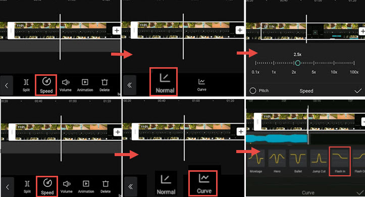 Change Speed in CapCut using Normal or Curve Mode