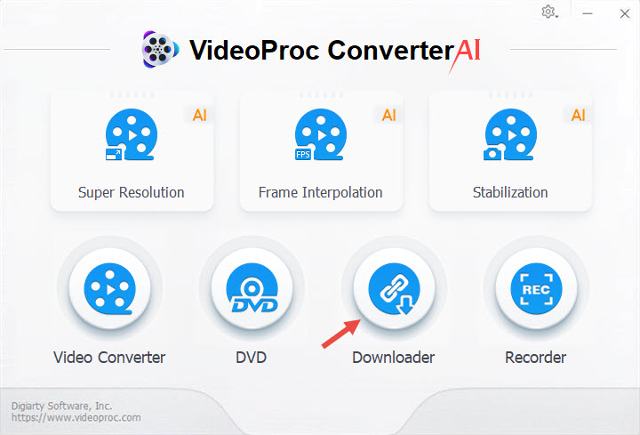 Wählen Sie Videoproc Downloader