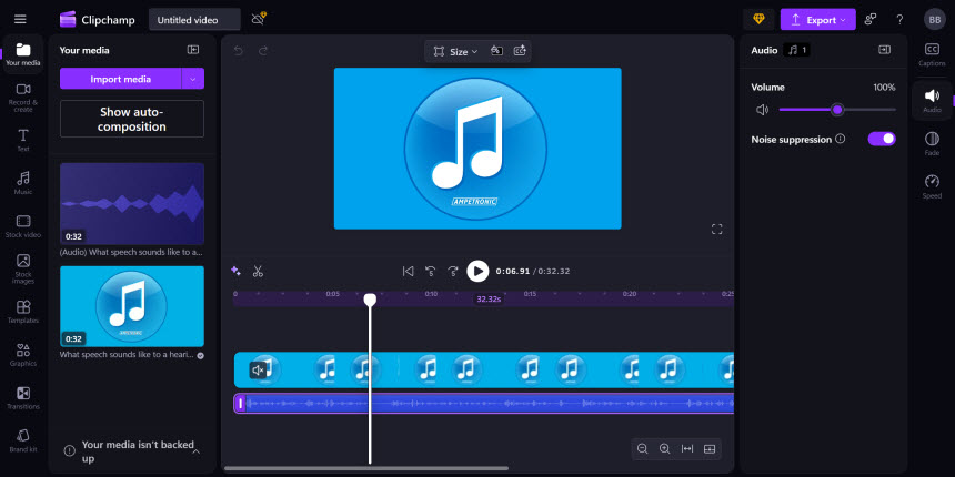 Remove background noise from video in clipchamp