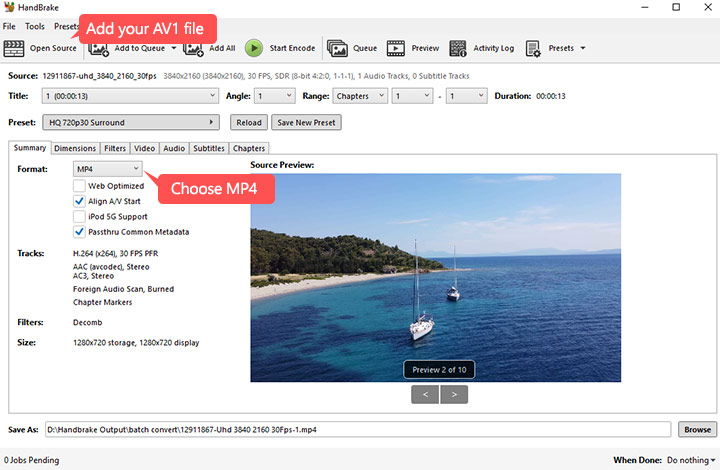 AV1 Converter in HandBrake