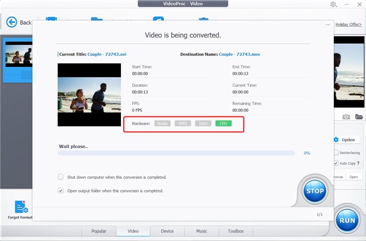 Convert AVI to MOV with VideoProc Converter AI - Step 3