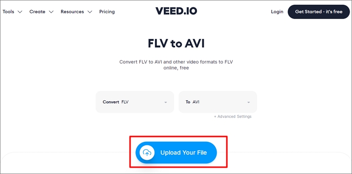 How to Convert FLV to AVI with Veed - Step 1