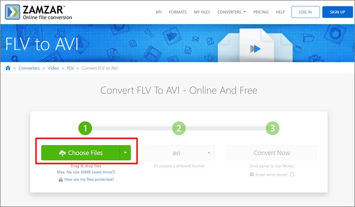 How to Convert FLV to AVI with Zamzar - Step 1