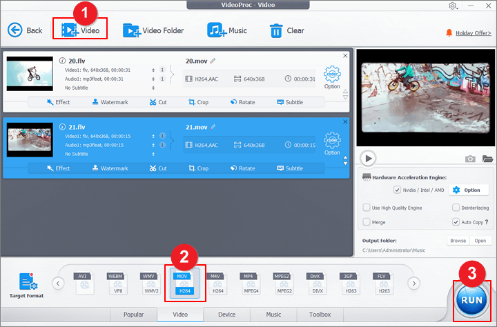 How to Convert FLV to MOV with VideoProc Converter - Step 2