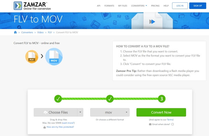 How to Convert FLV to MOV with Zamzar