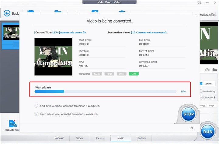 How to Convert FLV to MP3 with VideoProc Converter AI - Step 3