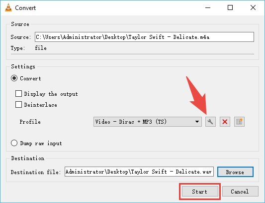 how to convert a file to wav with vlc