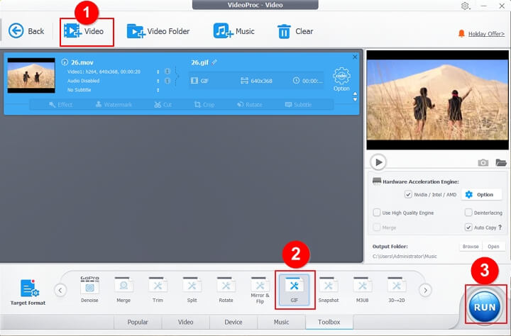 How to Convert MOV to GIF with VideoProc Converter - Step 2
