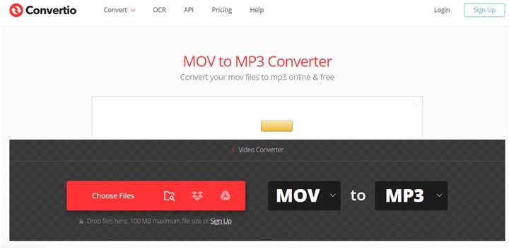 Convert MOV to MP3 with Convertio