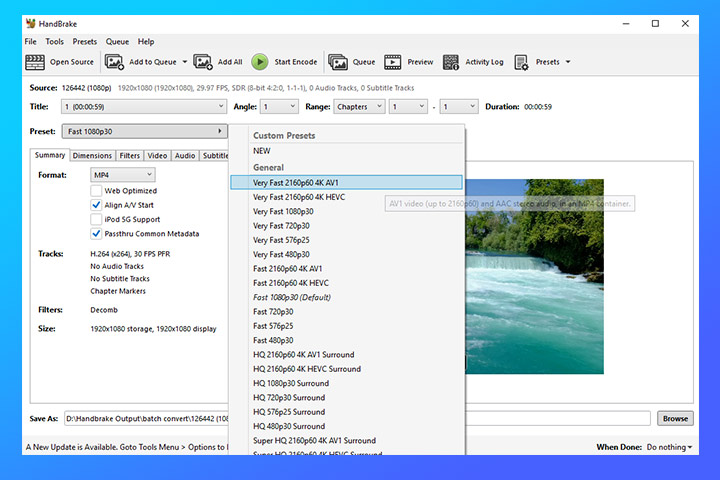 Convert Video to AV1 HandBrake Preset