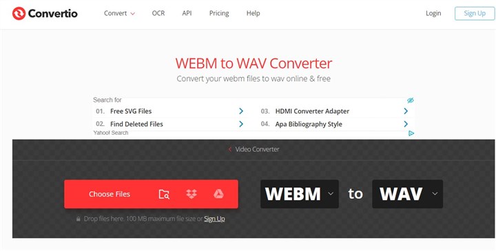 How to Convert WEBM to WAV with Convertio