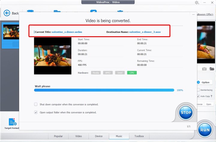 How to Convert WEBM to WAV with VideoProc Converter AI - Step 3